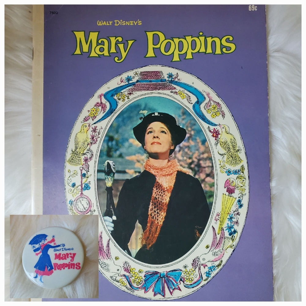 Mary Poppins Pin Brooch Book Walt Disney Collectable Collections Vintage